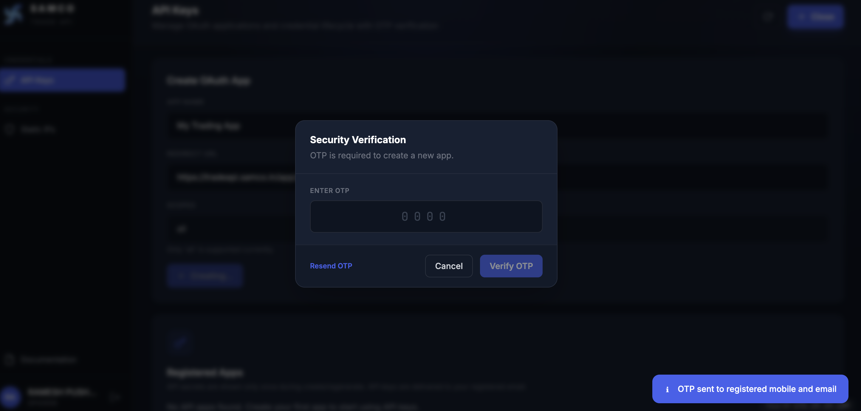 Enter OTP and click Verify OTP