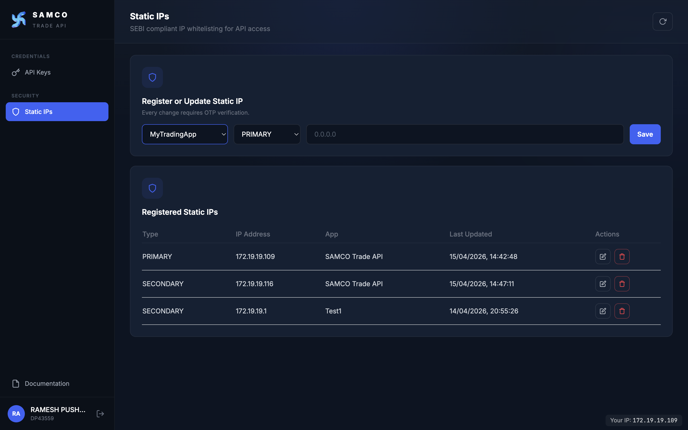Static IPs list