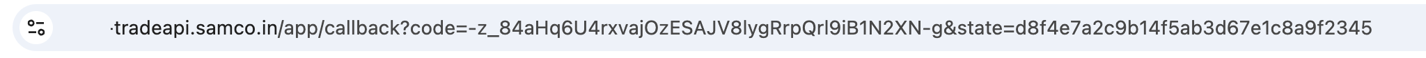 Browser address bar showing the redirect to https://your-app.example.com/callback?code=…&state=…